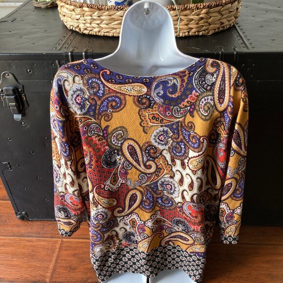 Joseph A Colorful Button Down Paisley Cardigan Sweater 1X - Picture 6 of 10